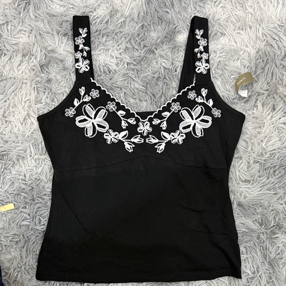 FLASH SALE- TODAY ONLY! 
J.Crew Black Tank Top with White Appliqué